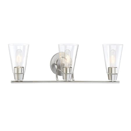 Designers Fountain Echo 35in 3-Light Satin Platinum Modern Indoor Vanity Light with Clear Glass Shade 87803-SP
